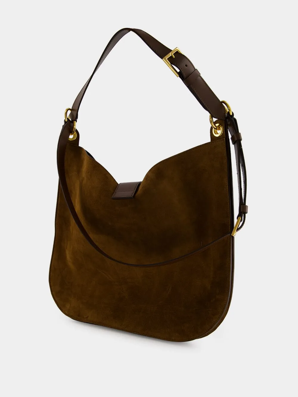 Whisky Brown Suede Leather Tara Large Crossbody