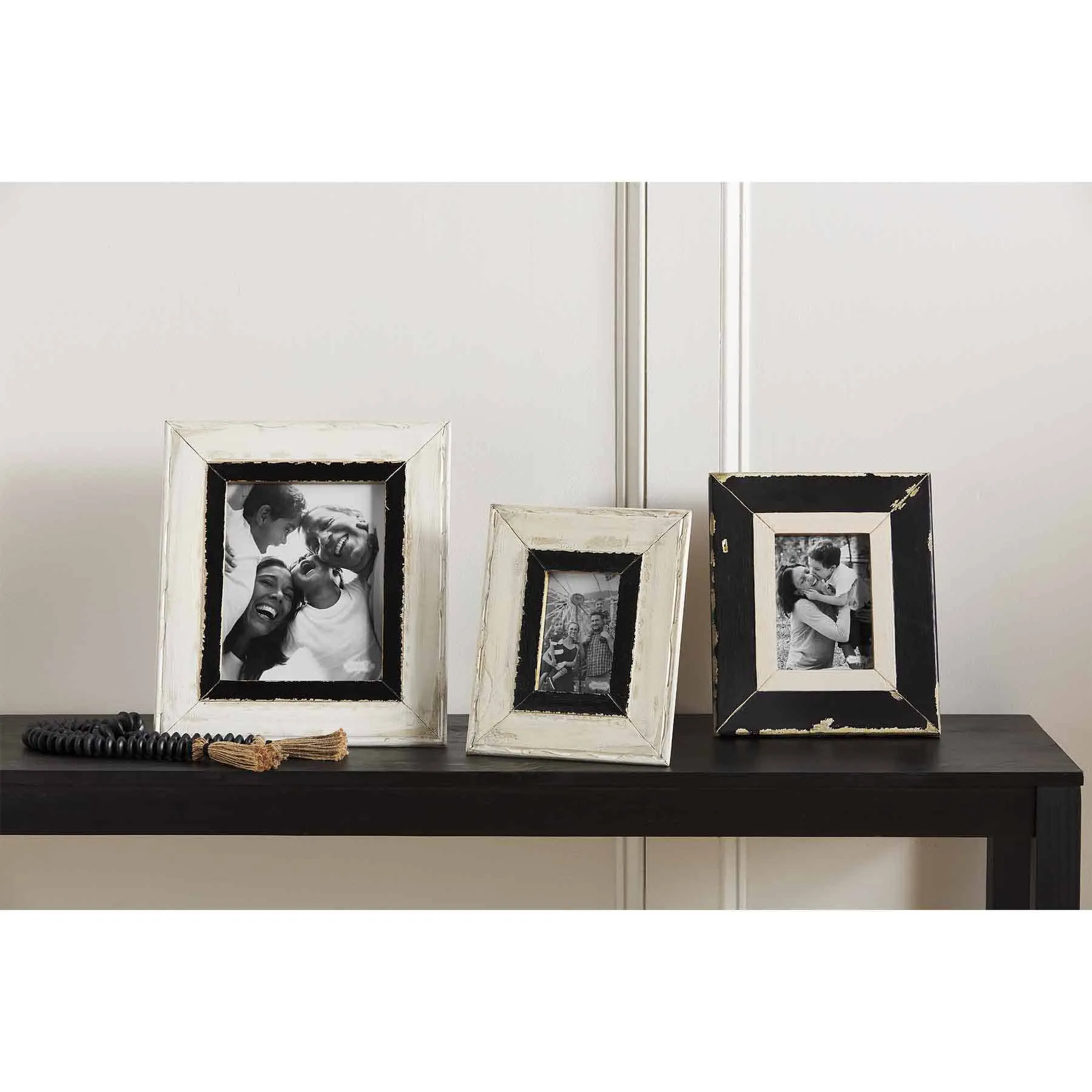WHITE AND BLACK WOOD FRAME SMALL