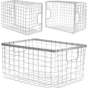 Wire Storage Basket, Bin for Shelves in Kitchen, Pantry, Linen Closet, Laundry Room, by HomeSimple (3, Black)