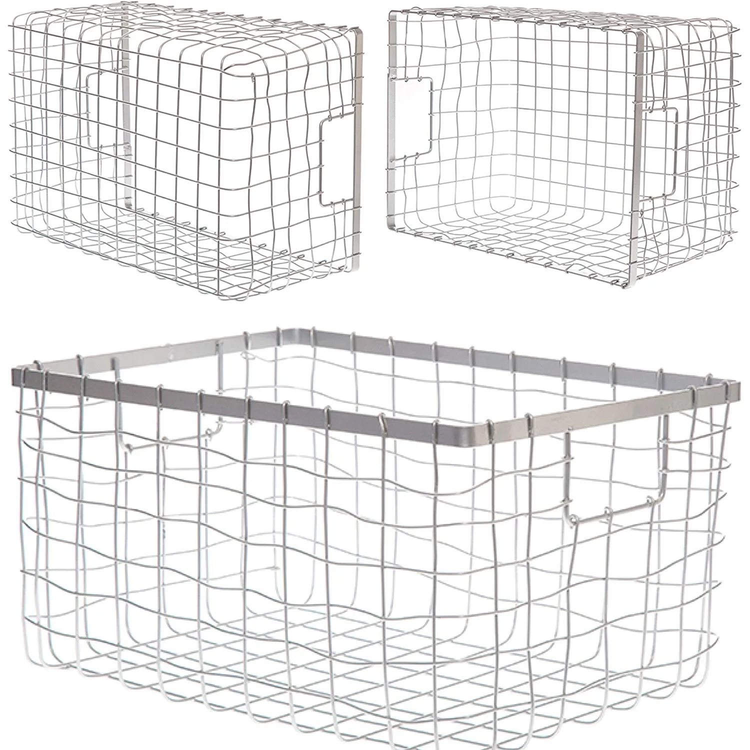 Wire Storage Basket, Bin for Shelves in Kitchen, Pantry, Linen Closet, Laundry Room, by HomeSimple (3, Black)