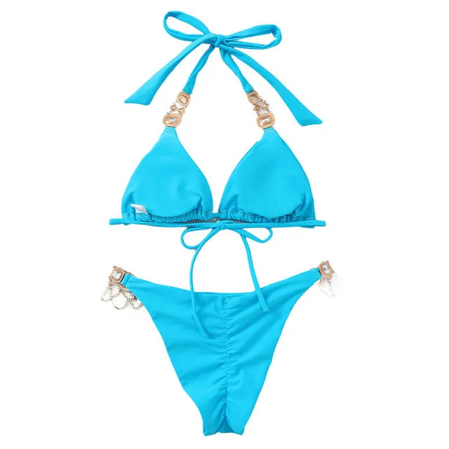 Women Gem Patchwork Swimsuit Bikini Sets