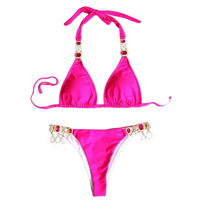 Women Gem Patchwork Swimsuit Bikini Sets
