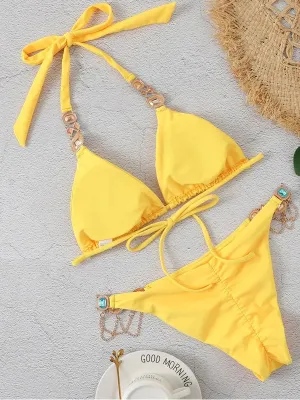 Women Gem Patchwork Swimsuit Bikini Sets