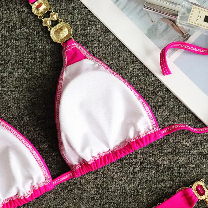 Women Gem Patchwork Swimsuit Bikini Sets