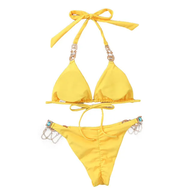 Women Gem Patchwork Swimsuit Bikini Sets