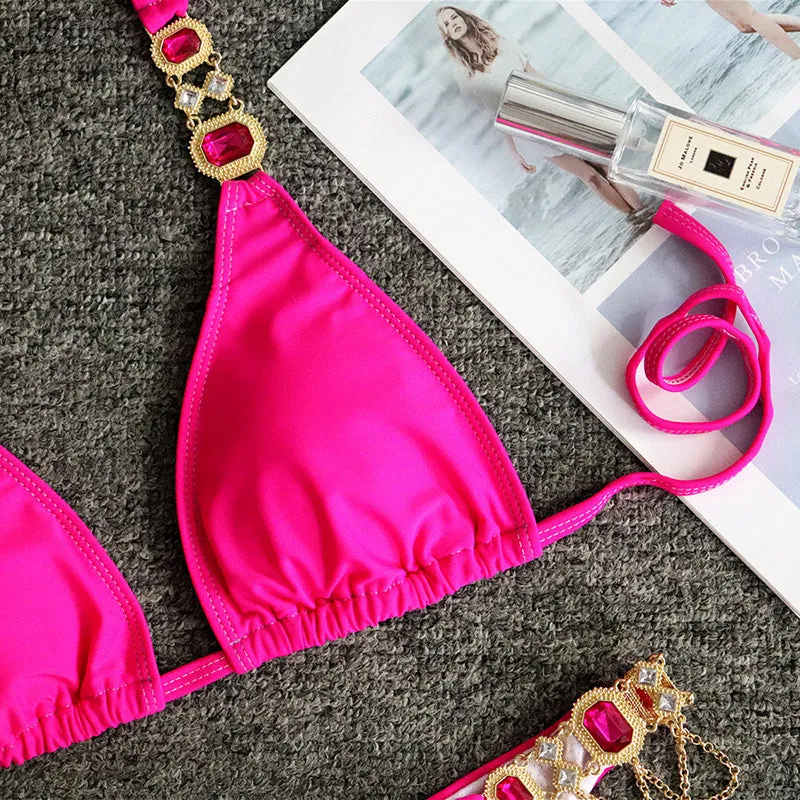 Women Gem Patchwork Swimsuit Bikini Sets