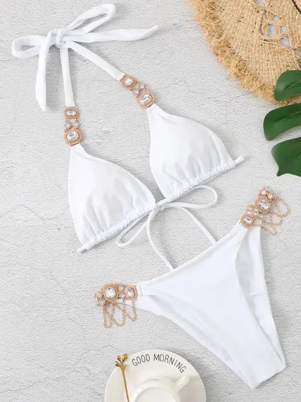 Women Gem Patchwork Swimsuit Bikini Sets