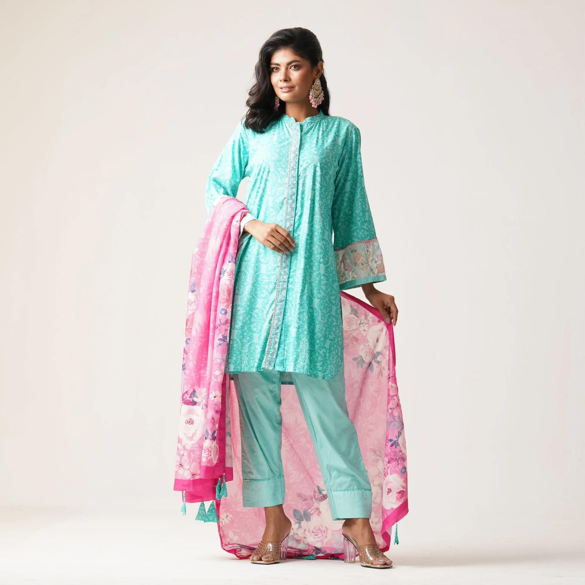 Womens Ethnic 3Pcs-Aqua