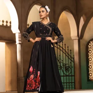 Womens Ethnic Super Premium Gown-Black
