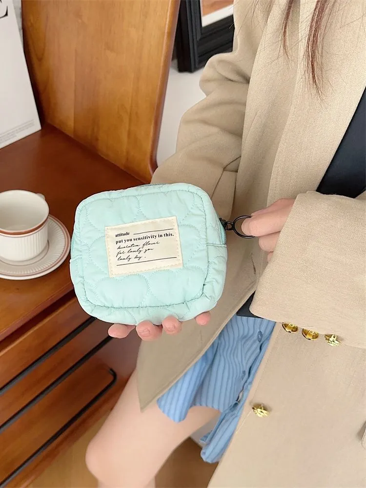 Women's Quilted Love Soft Mini Sanitary Buggy Cosmetic Bags