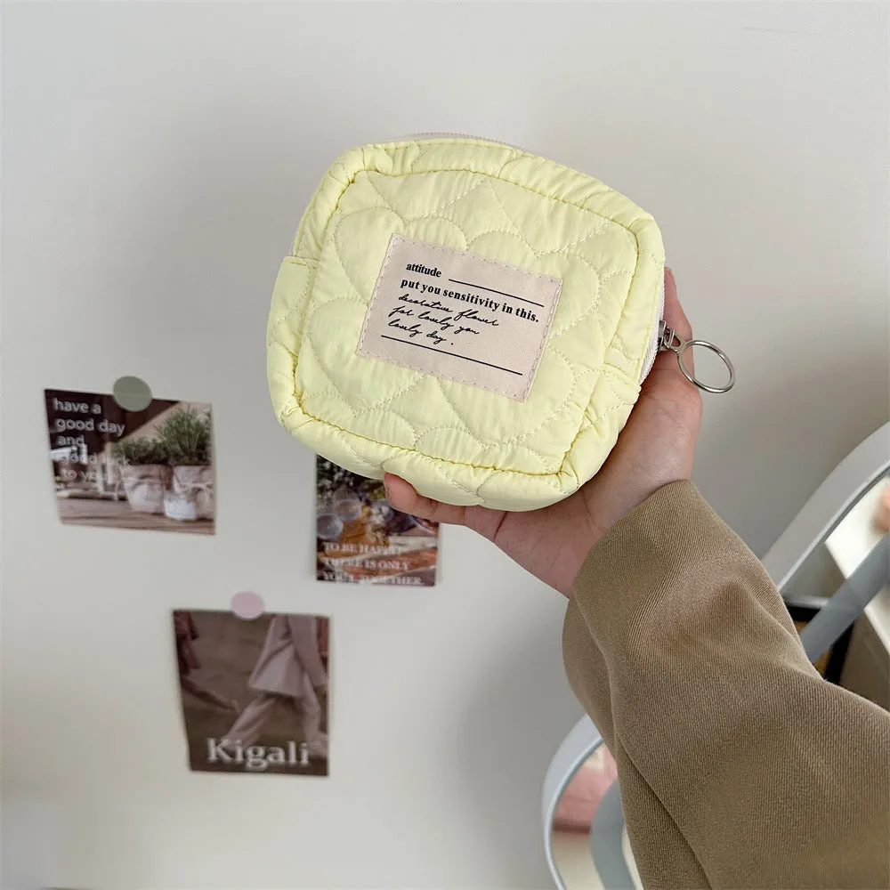 Women's Quilted Love Soft Mini Sanitary Buggy Cosmetic Bags