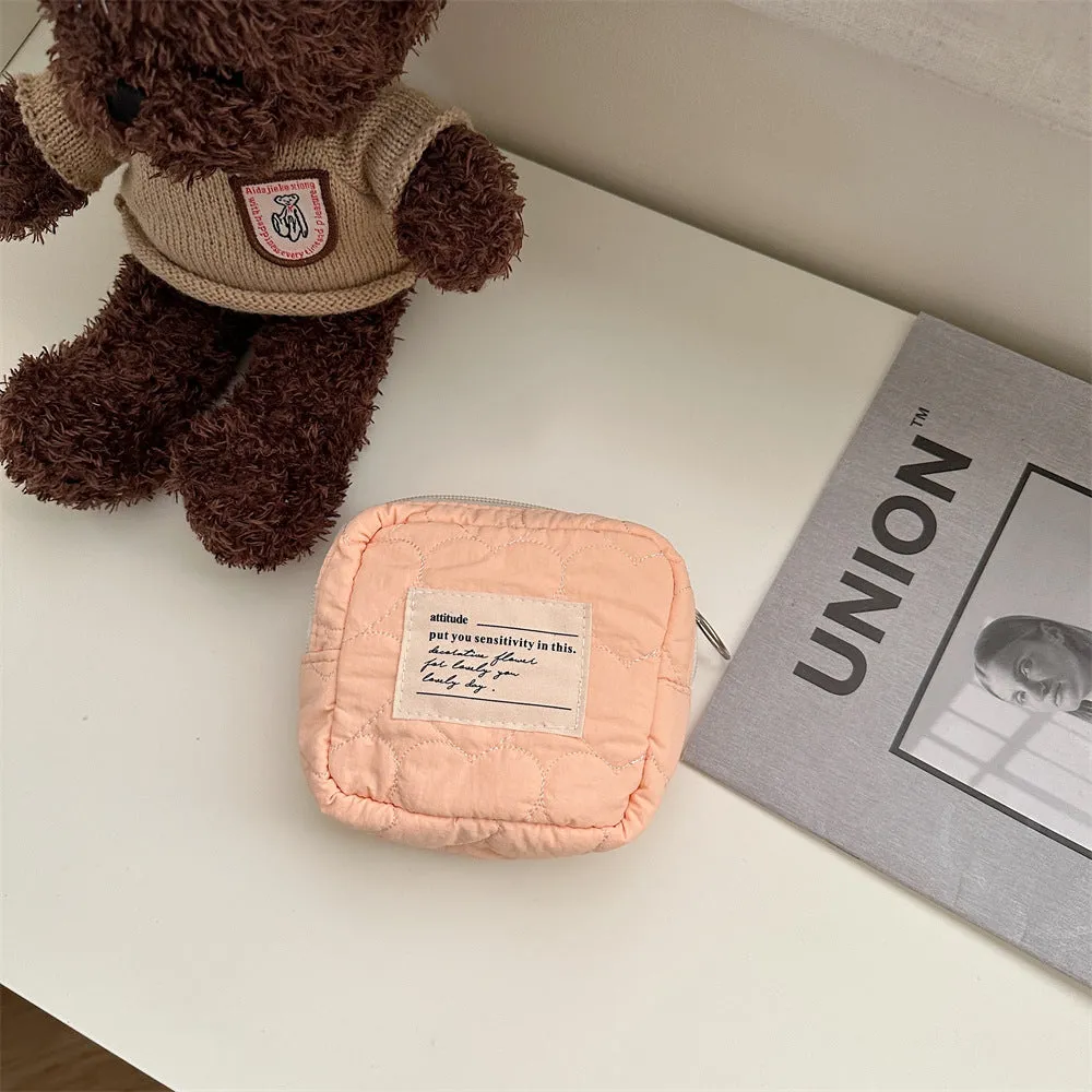 Women's Quilted Love Soft Mini Sanitary Buggy Cosmetic Bags