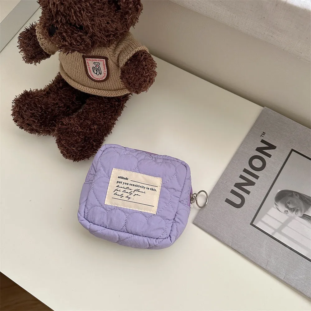 Women's Quilted Love Soft Mini Sanitary Buggy Cosmetic Bags