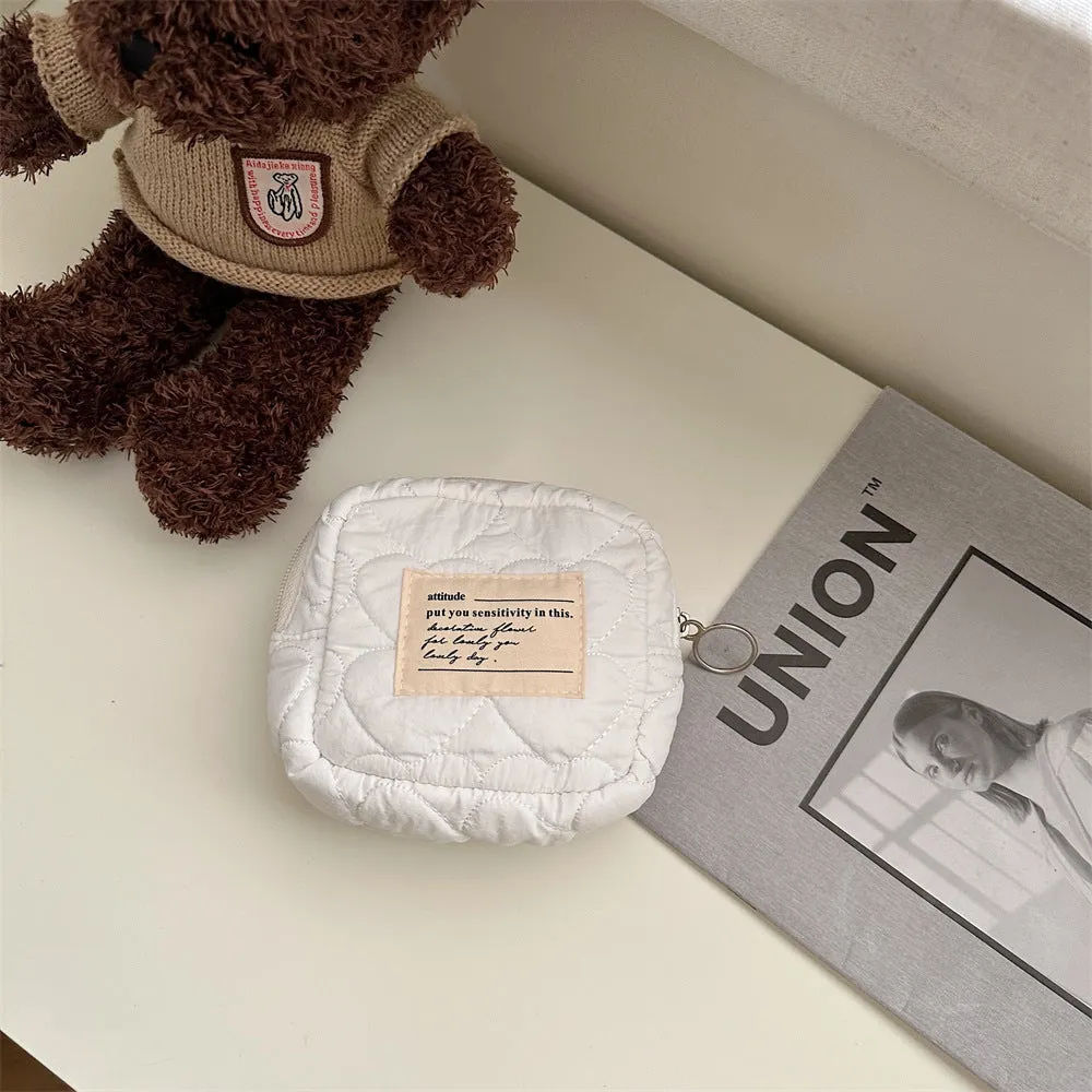 Women's Quilted Love Soft Mini Sanitary Buggy Cosmetic Bags