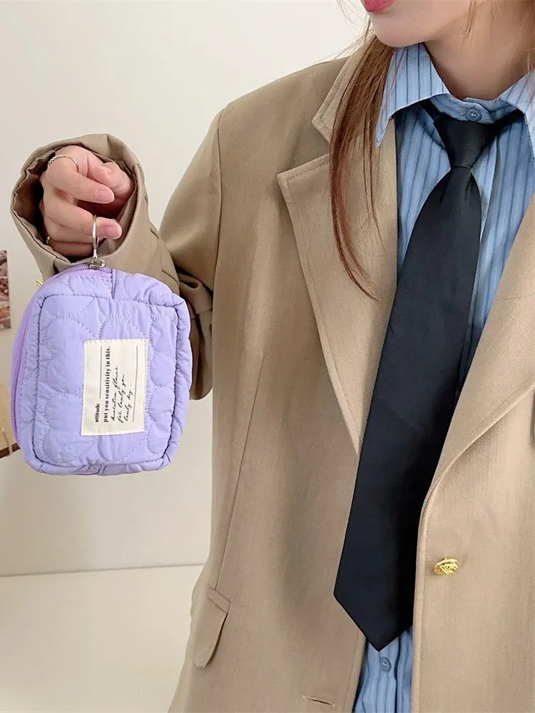 Women's Quilted Love Soft Mini Sanitary Buggy Cosmetic Bags