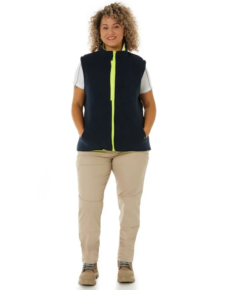 Womens Taped Hi Vis 5 In 1 Rain Jacket - Yellow/Navy