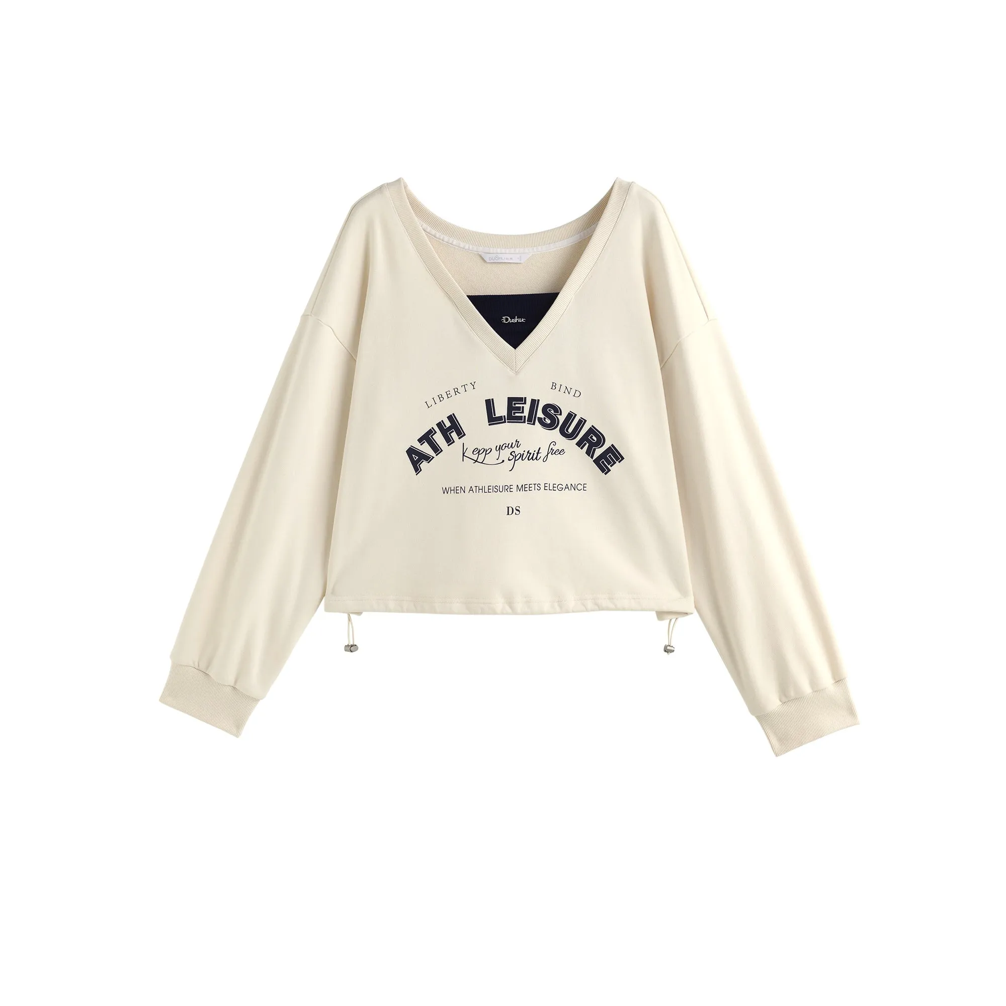 Women’s V-Neck Patchwork Casual Sweatshirt