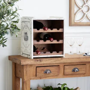 Wood Farmhouse Wine Rack 16 x 14 x 13 - 14 x 13 x 16 - White