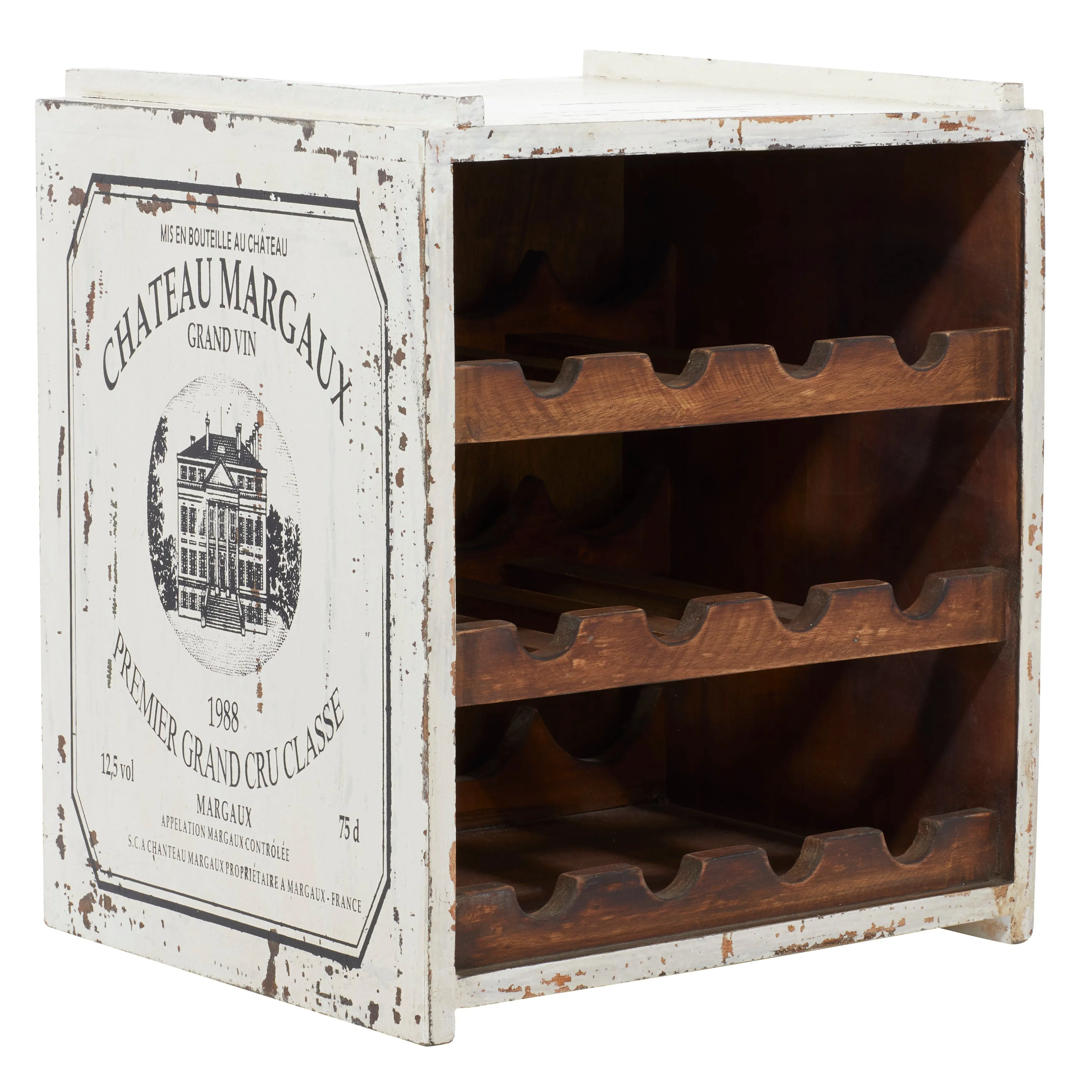 Wood Farmhouse Wine Rack 16 x 14 x 13 - 14 x 13 x 16 - White