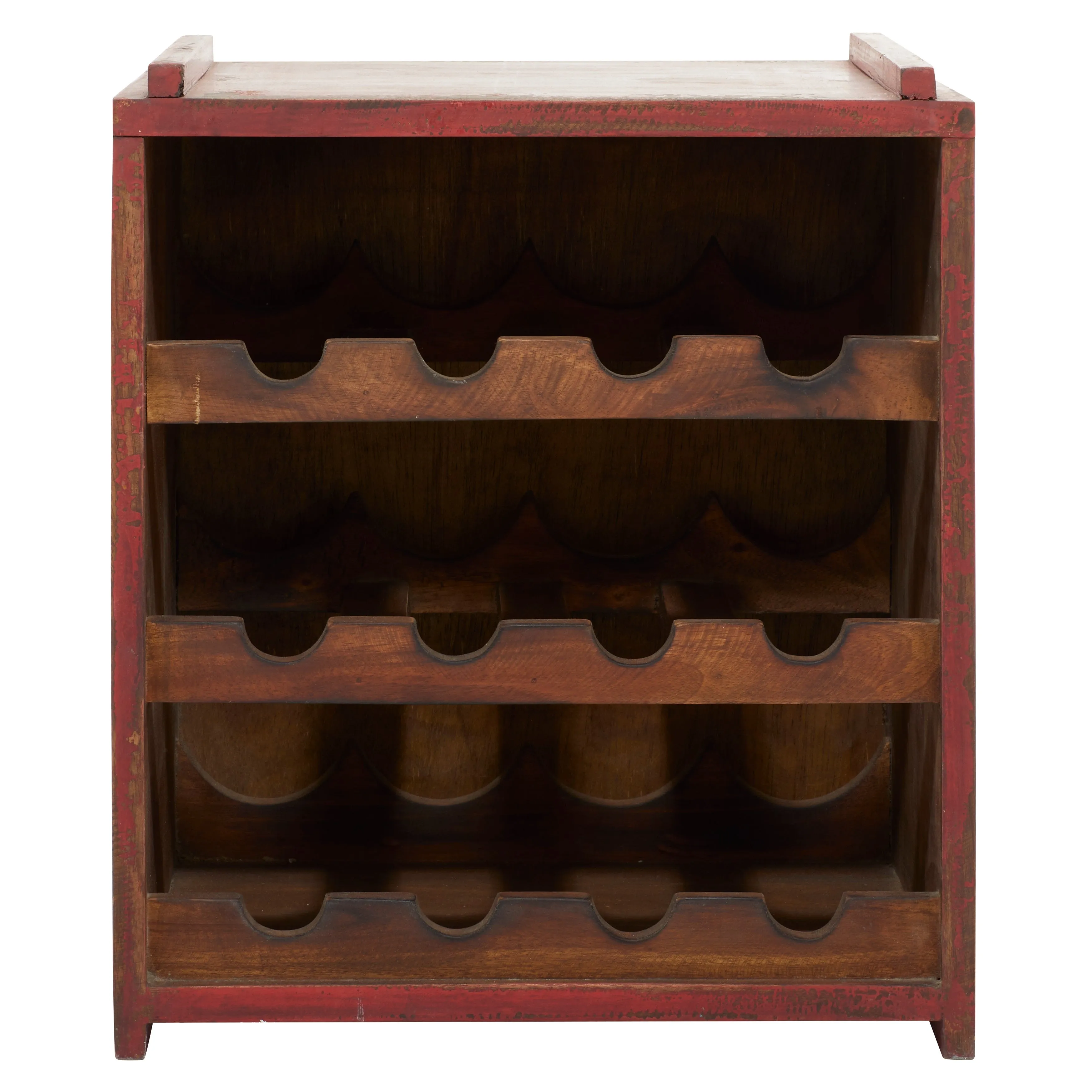 Wood Farmhouse Wine Rack 16 x 14 x 13 - 14 x 13 x 16 - White