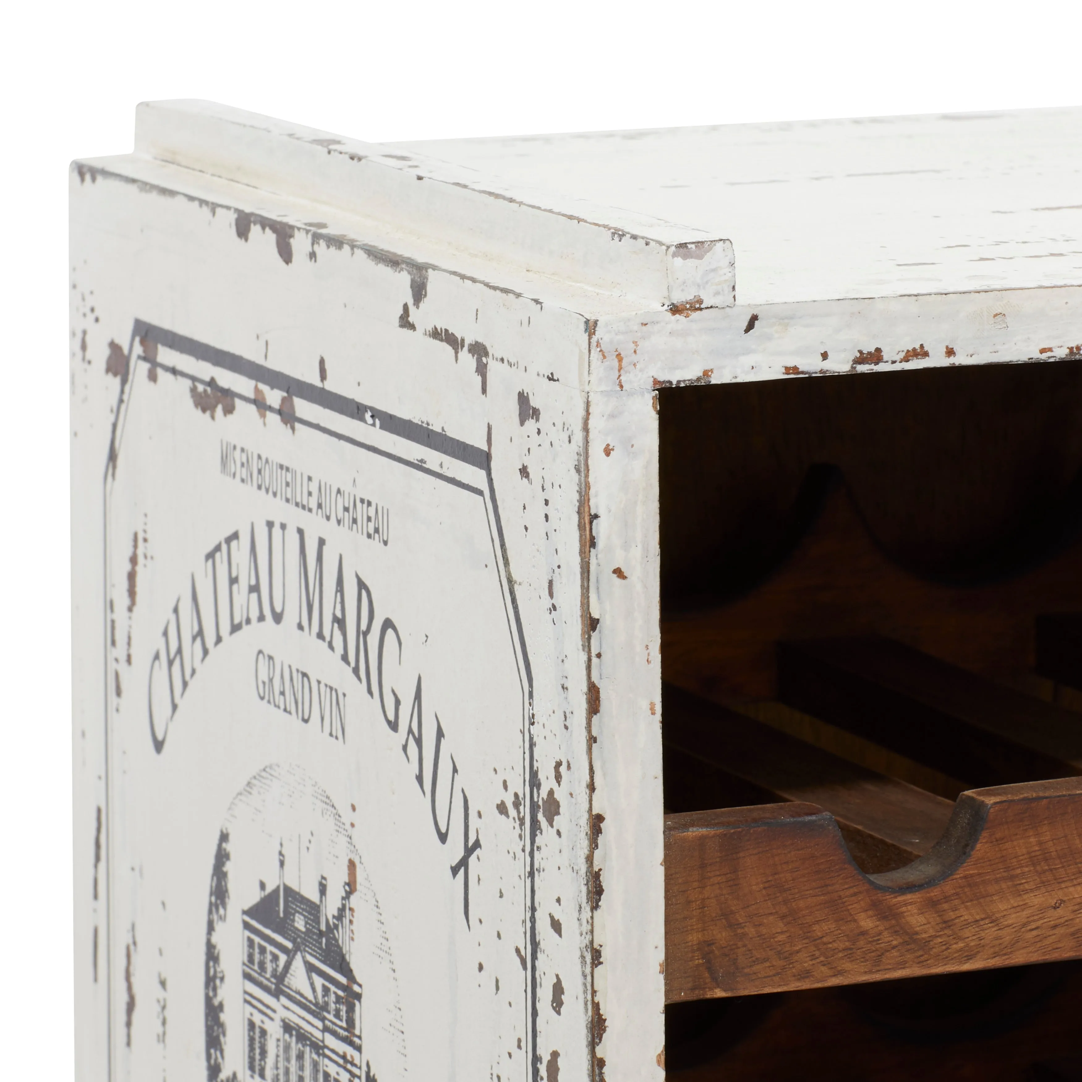 Wood Farmhouse Wine Rack 16 x 14 x 13 - 14 x 13 x 16 - White