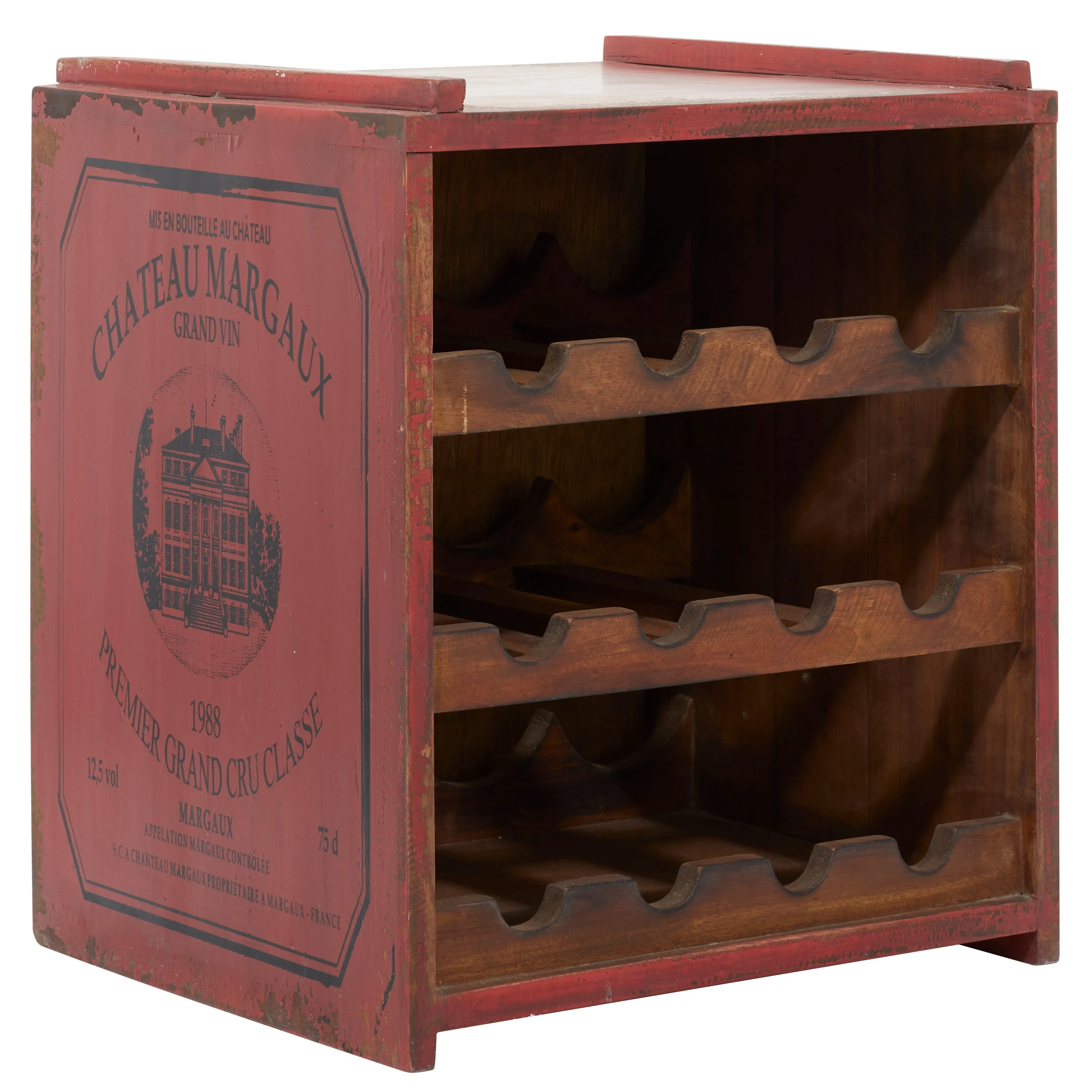 Wood Farmhouse Wine Rack 16 x 14 x 13 - 14 x 13 x 16 - White