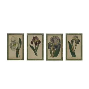Wood Framed Wall Decor with Iris Image, 4 Styles