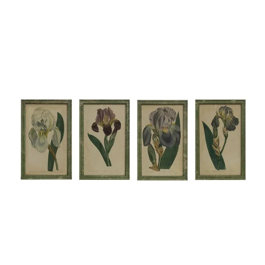Wood Framed Wall Decor with Iris Image, 4 Styles