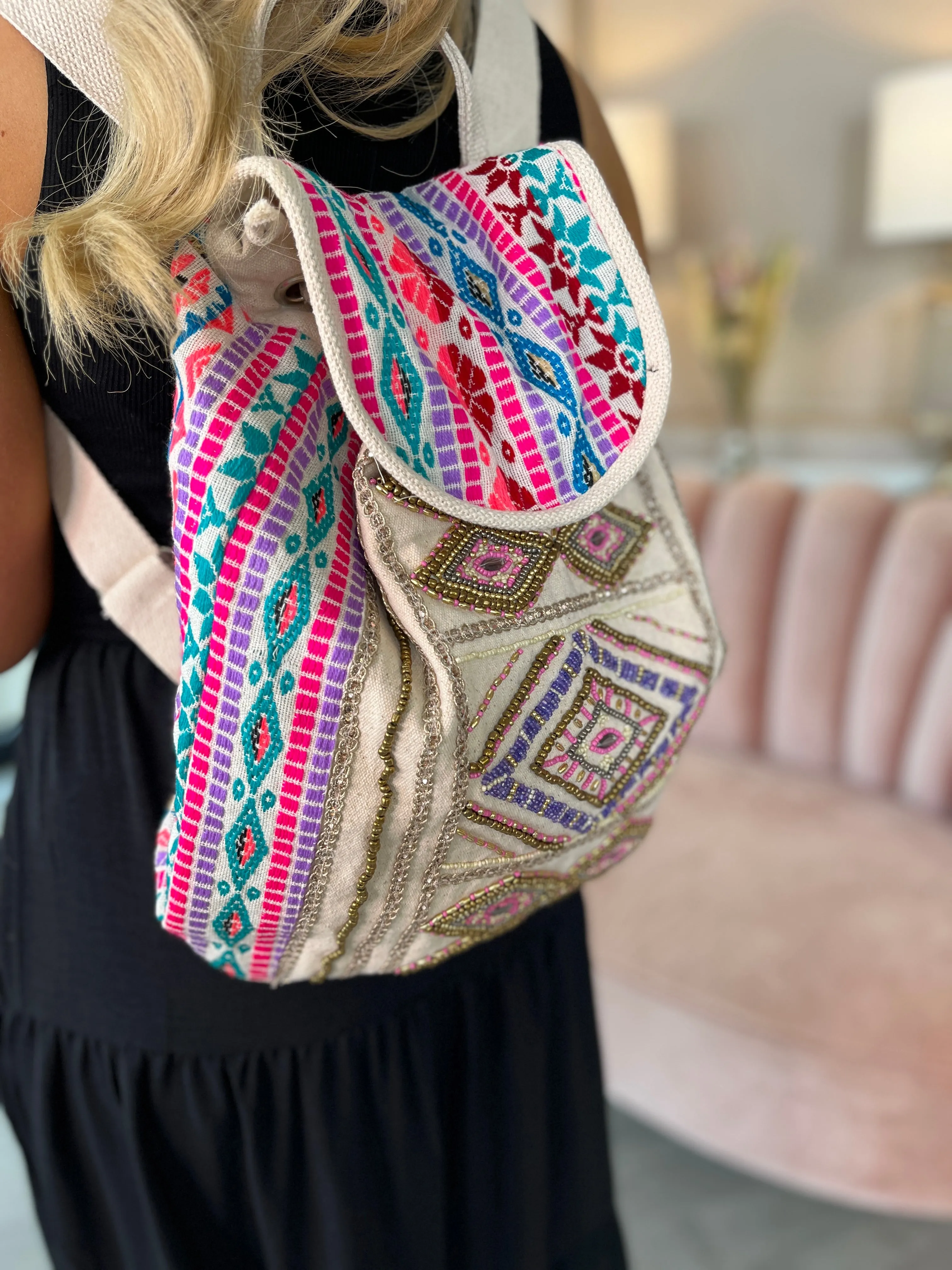 Woodstock Beaded Backpack