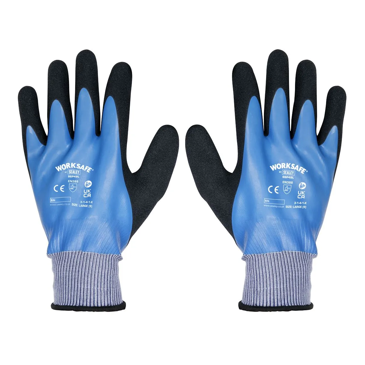 Worksafe by Sealey Waterproof Latex Gloves - (Large) - Box of 120 Pairs