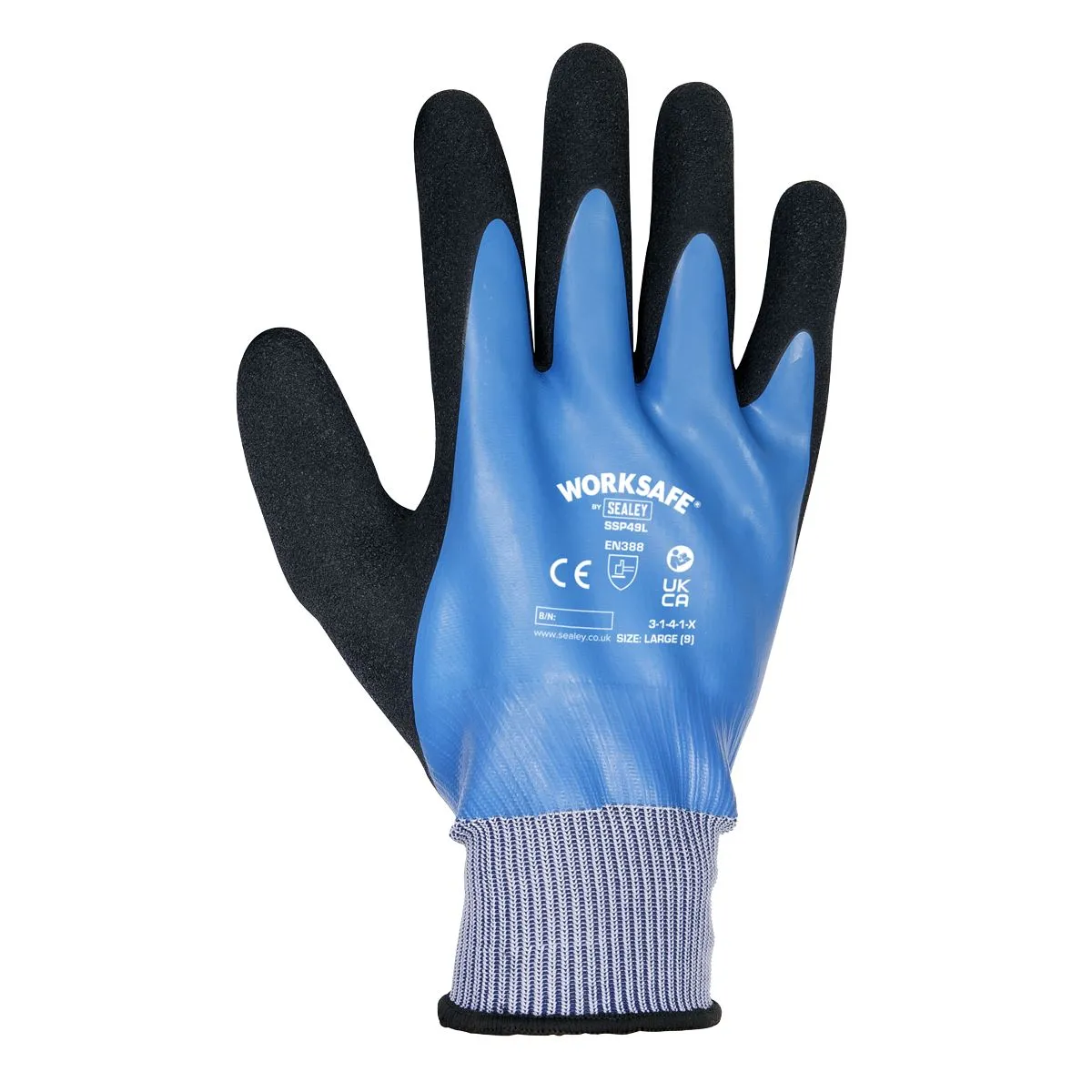 Worksafe by Sealey Waterproof Latex Gloves - (Large) - Box of 120 Pairs