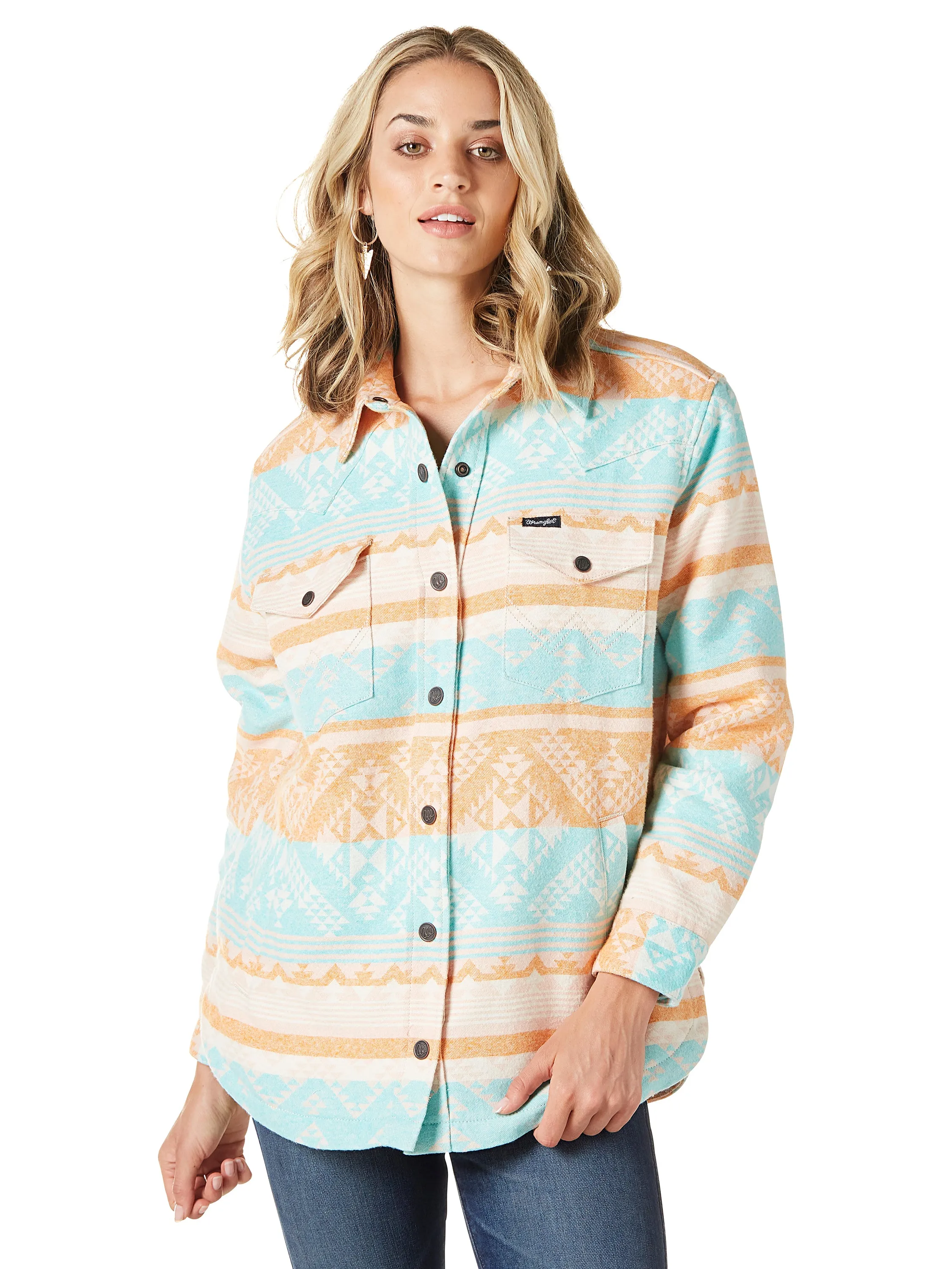 Wrangler Women's Retro Southwestern Aztec Print Shacket