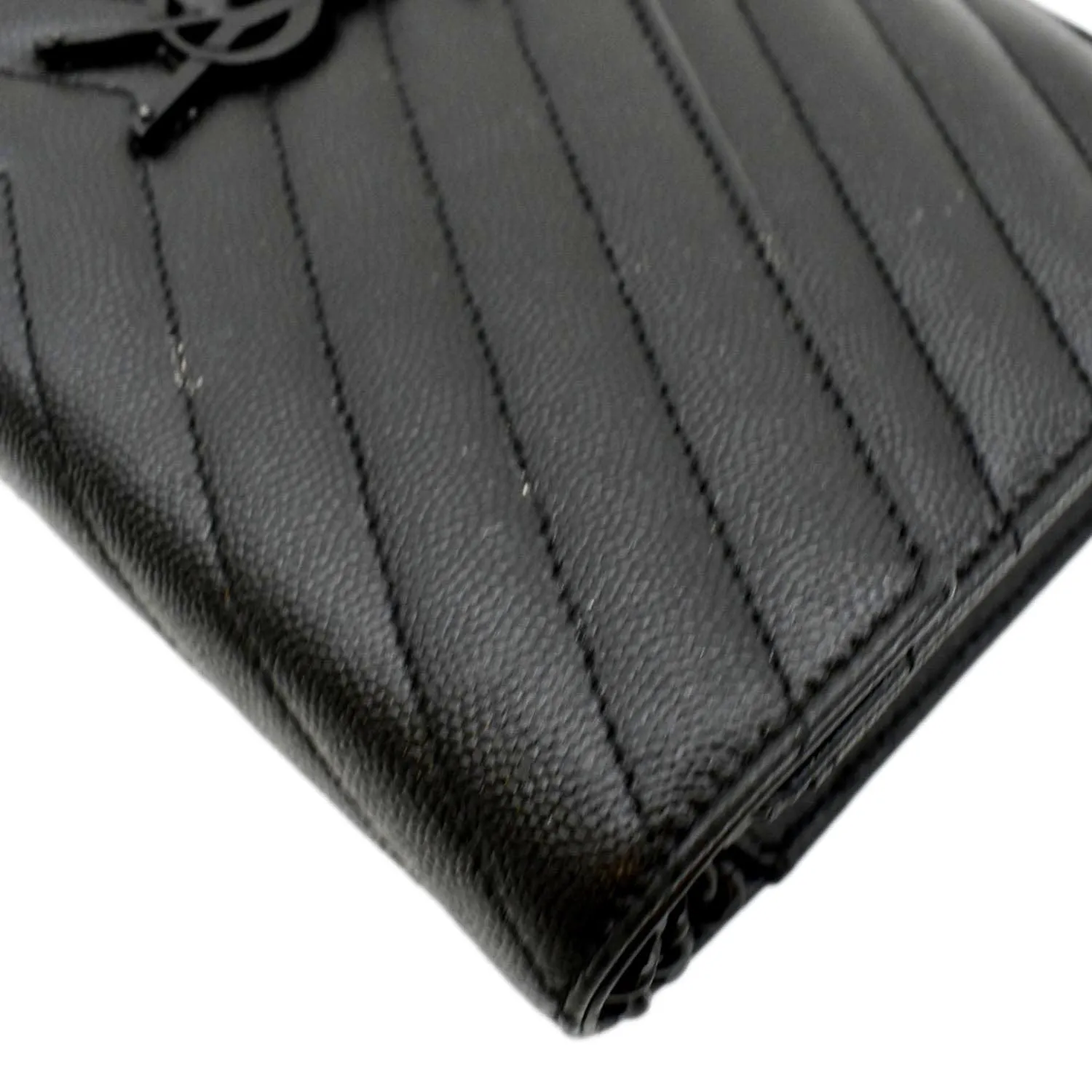 YVES SAINT LAURENT Cassandre Matelasse Chain Wallet Crossbody Bag Black
