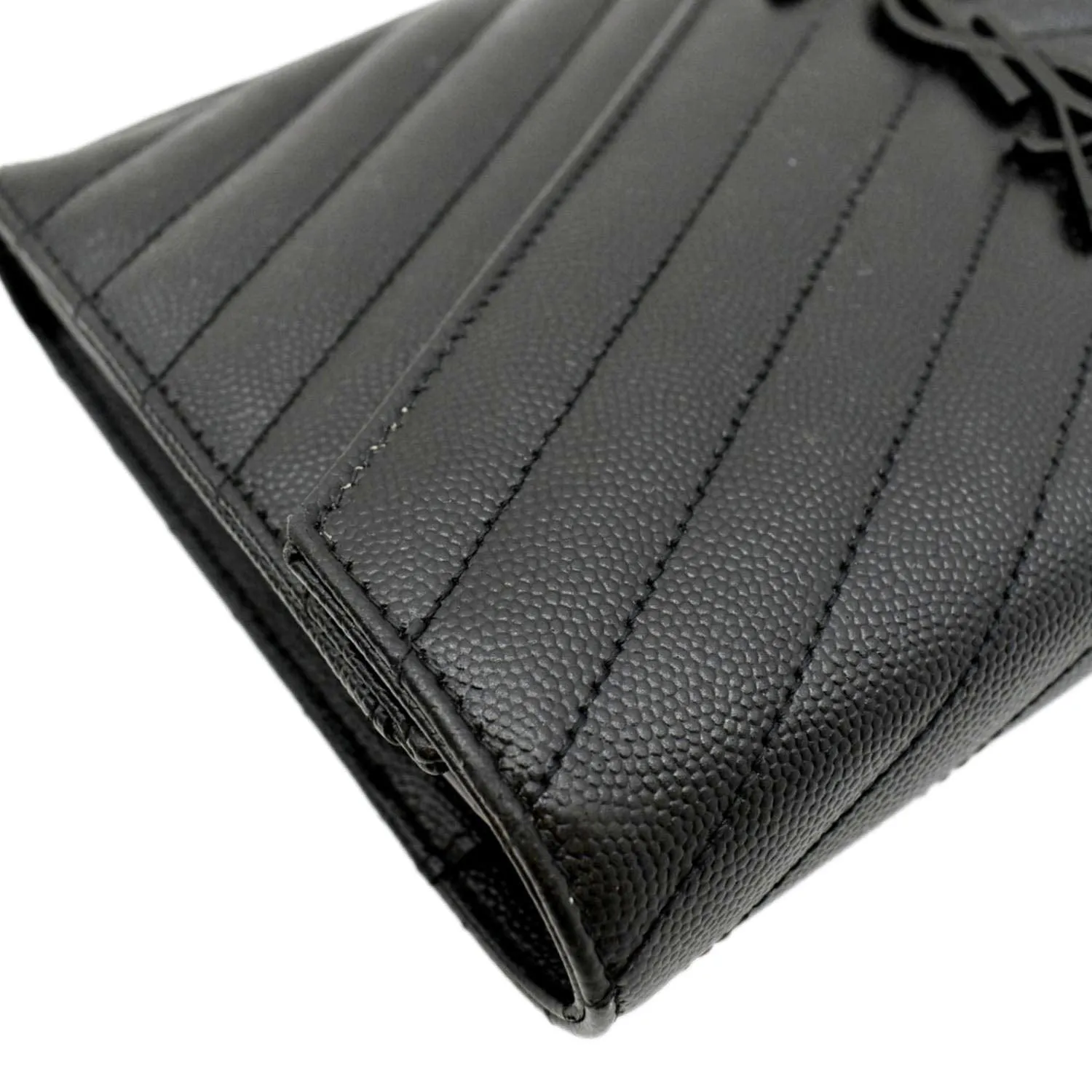 YVES SAINT LAURENT Cassandre Matelasse Chain Wallet Crossbody Bag Black