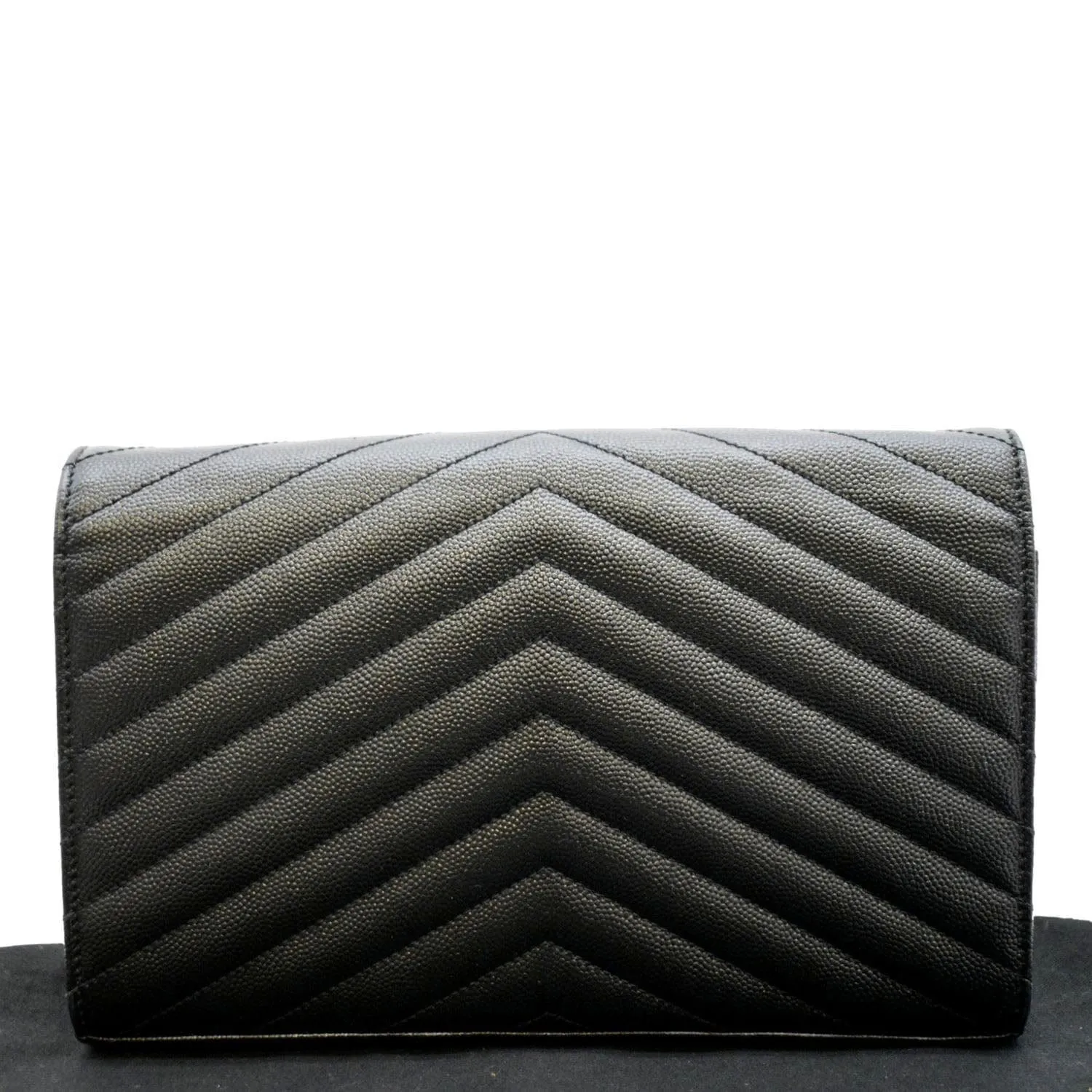 YVES SAINT LAURENT Cassandre Matelasse Chain Wallet Crossbody Bag Black