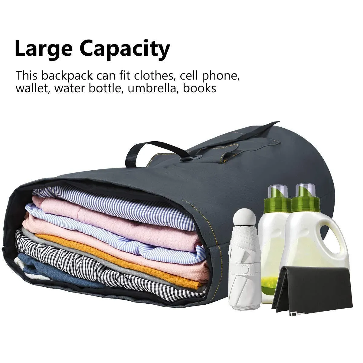 ZERO JET LAG 70 L Extra Large Laundry Bag Heavy Duty Backpack with Straps Pockets Hanging Laundry Hamper College Essentials Storage Basket Storage Bag Dorm Home(Dark Grey,XL)