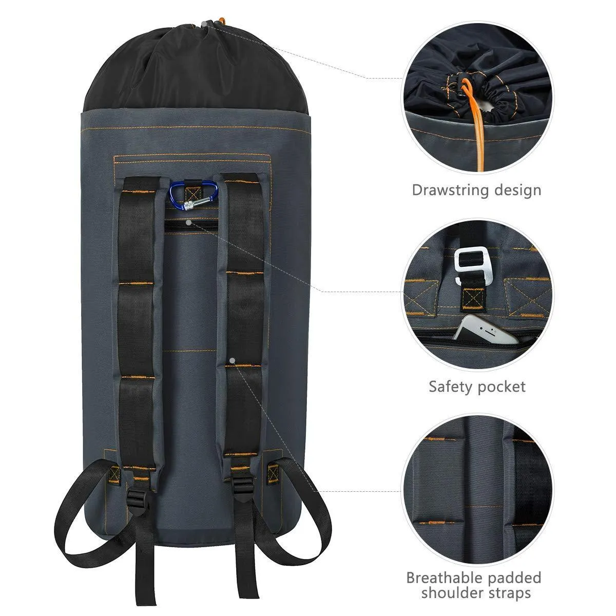 ZERO JET LAG 70 L Extra Large Laundry Bag Heavy Duty Backpack with Straps Pockets Hanging Laundry Hamper College Essentials Storage Basket Storage Bag Dorm Home(Dark Grey,XL)