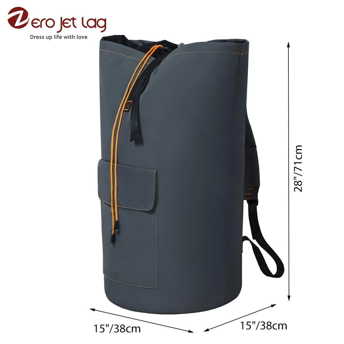 ZERO JET LAG 70 L Extra Large Laundry Bag Heavy Duty Backpack with Straps Pockets Hanging Laundry Hamper College Essentials Storage Basket Storage Bag Dorm Home(Dark Grey,XL)