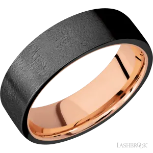 Zirconium band featuring 14k Rose Gold sleeve