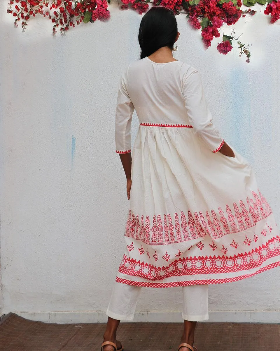Zubeira Blockprinted Cotton Kurta Set - BGVL
